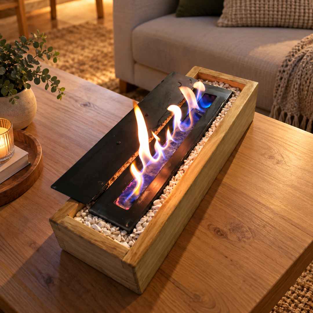 Estufa de Bioetanol 40 cm con Cajón de Madera